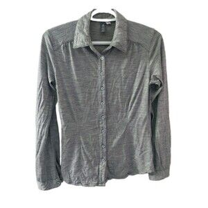 Ibex Women's XS Gray 100% Zque Merino Wool Button Up Long Sleeve Please Read